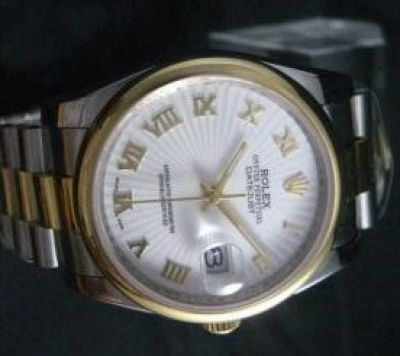 Rolex 2-Tone Datejust Men's Replica watch - White Roman Hour Markers - 36mm